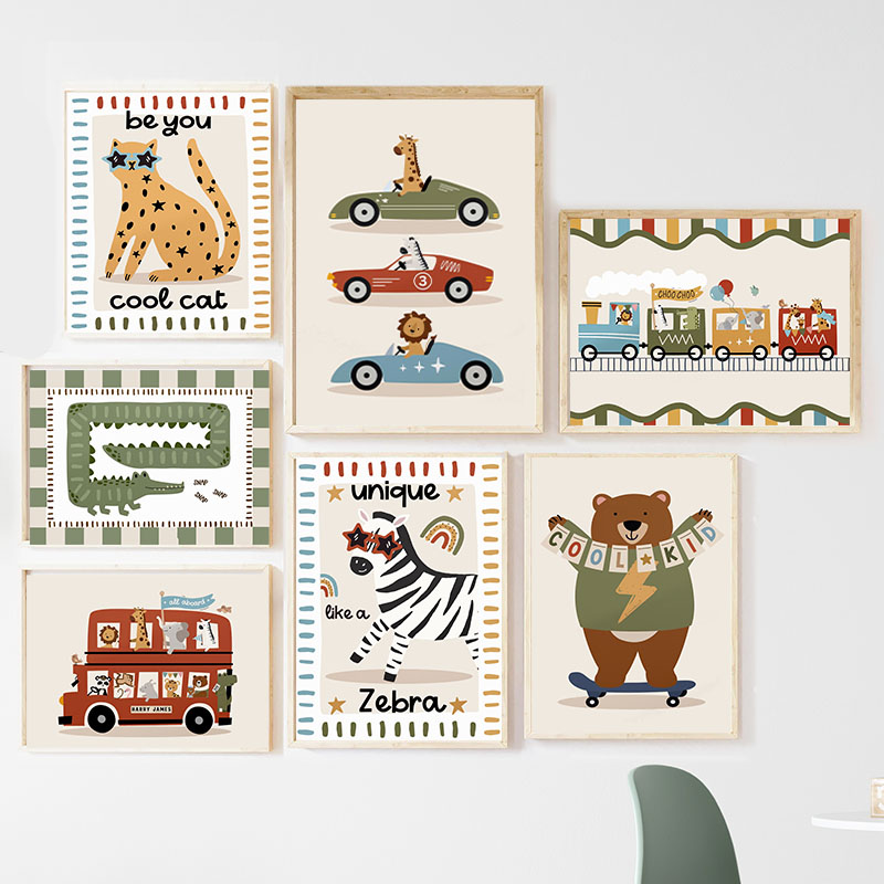 Baby Nursery Animal Pictures - Tableaux et Affiches Muraux en Toile
