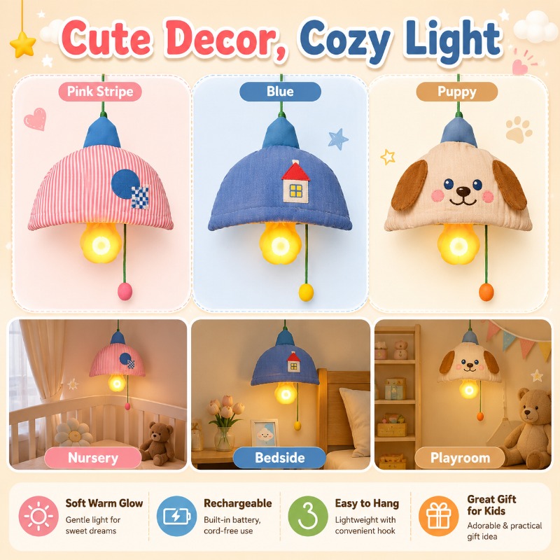 Baby Nursery Lampshade - Lampe de chevet suspendue rechargeable avec