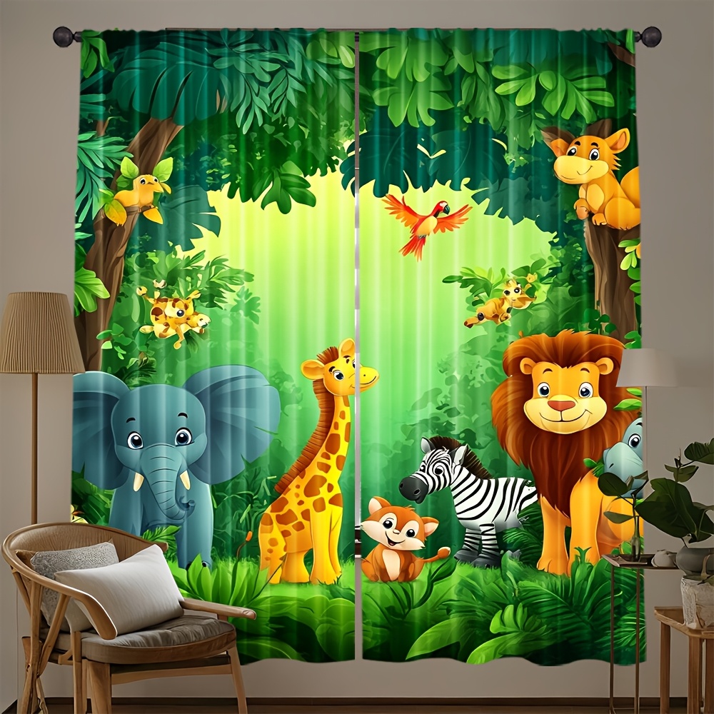 Baby Nursery Office - 2 rideaux animaux de dessin animé,