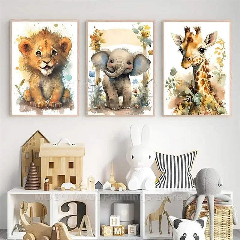 Aquarelle Lion girafe tigre él - Baby Nursery Animal Pictures avis et prix