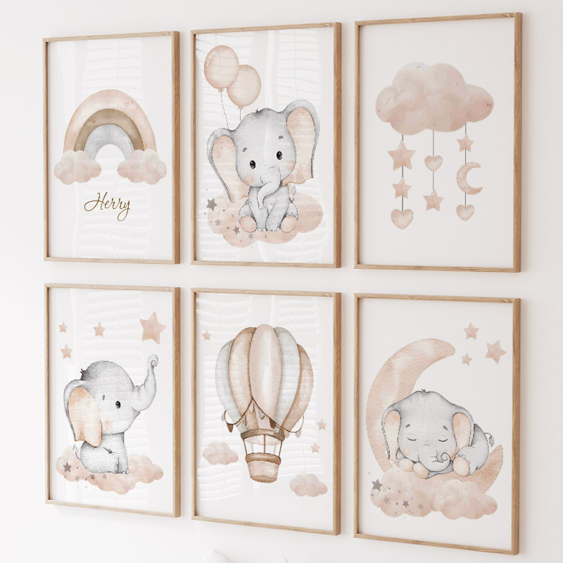 Toile d'Art Mural en Forme d'É - Baby Nursery Animal Pictures avis et prix