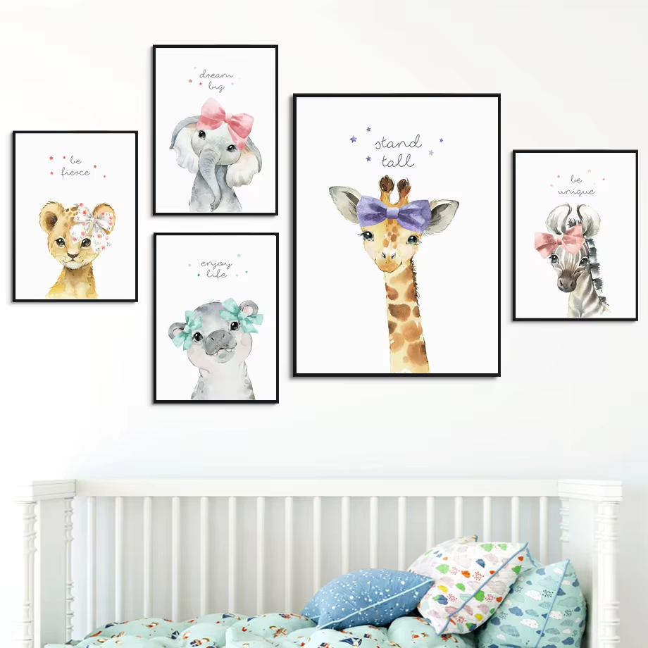 Lion zèbre girafe éléphant hip - Baby Nursery Animal Pictures avis et prix