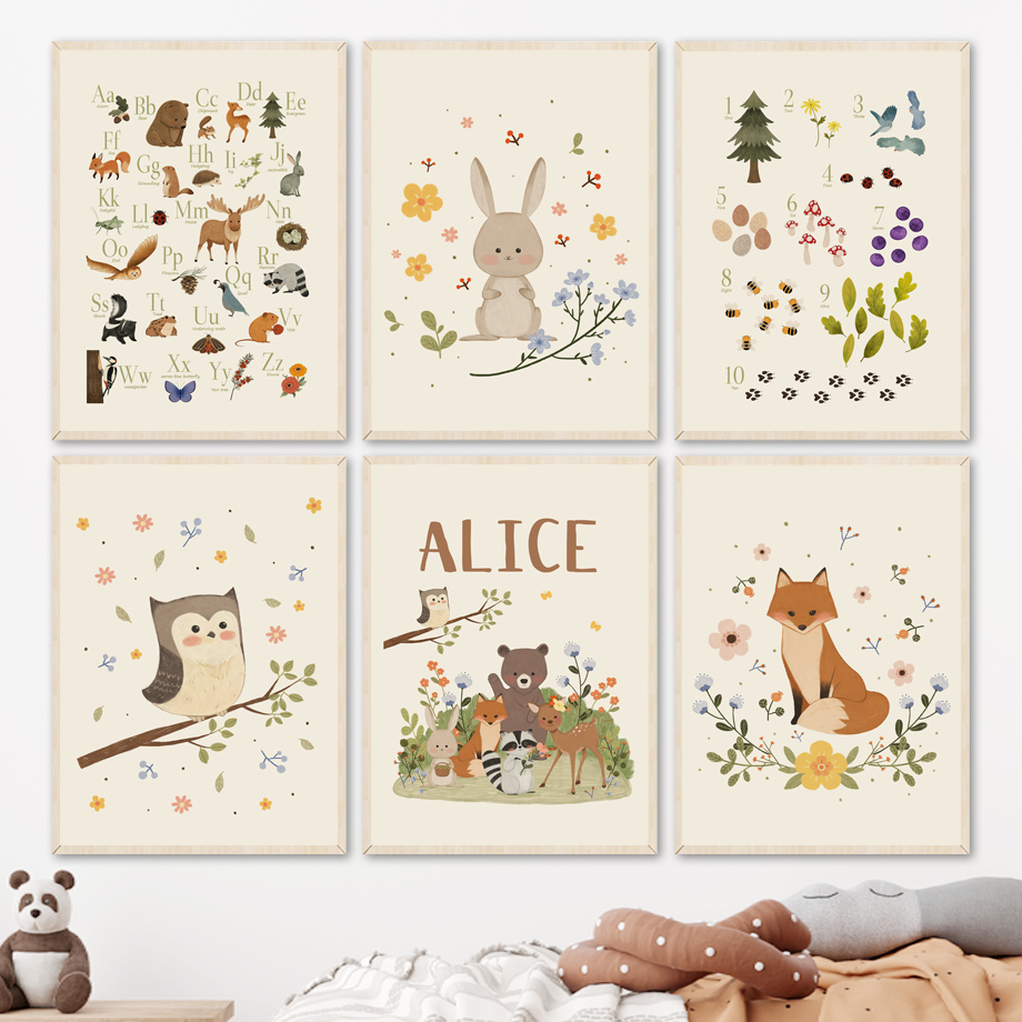 1 toile murale sans cadre, mot - Baby Nursery Animal Pictures avis et prix