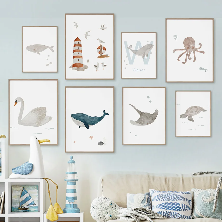 Toile d'Art Mural avec Nom Per - Baby Nursery Animal Pictures avis et prix